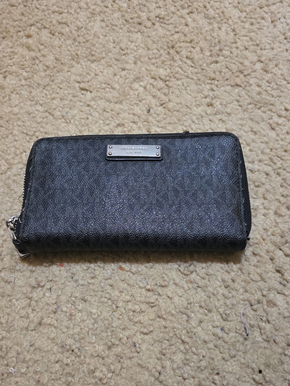 Michael Kors Black Logo-Print Zip Wallet